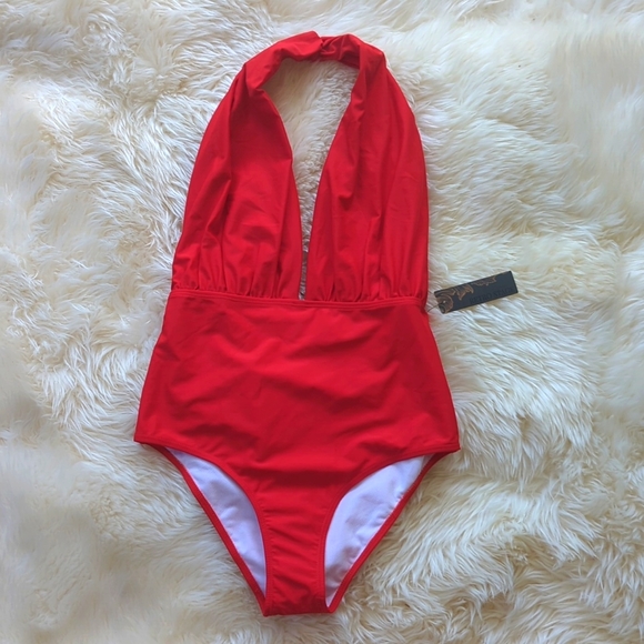 retro stage Swim Nwt Medium Red Retro Stage One Piece Swimsuit Pool